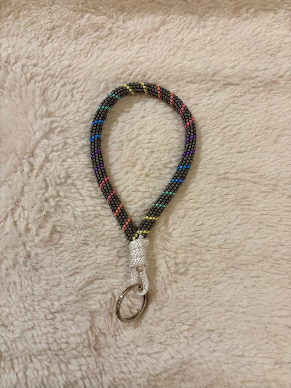 Hand beaded peyote stitch key lanyard